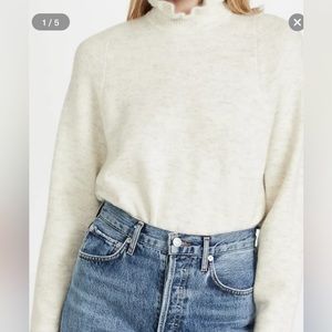 Cream Scotch and Soda Size Medium Ruffled Mock Neck Sweater